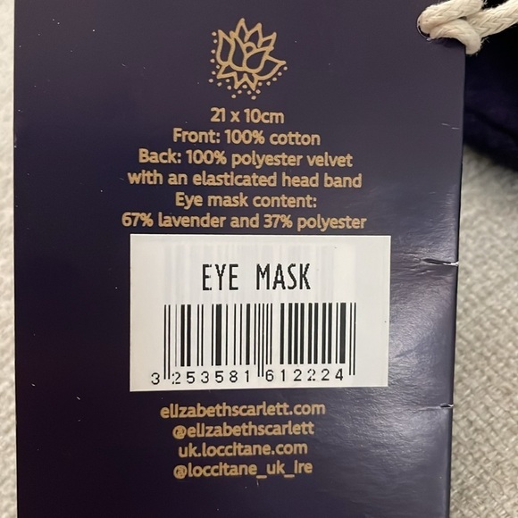 FREE L’Occitane * Elizabeth Scarlett London Collab Velvet Eye Mask w/Lavender - Picture 7 of 8